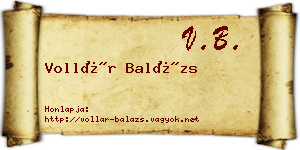Vollár Balázs névjegykártya