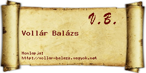 Vollár Balázs névjegykártya